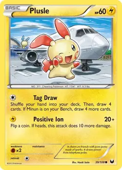 Plusle 39/108 B&W Dark Explorers Common MINT! Pokemon - Image 1