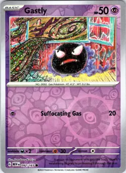 Gastly 092/165 Common 151 Pokemon Reverse Holo Near Mint - Image 1