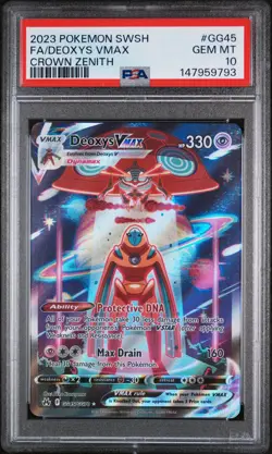2023 POKEMON SWORD & SHIELD CROWN ZENITH #GG45 FULL ART/DEOXYS VMAX PSA 10 - Image 1