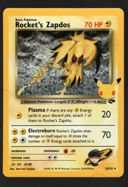 Pokemon Rocket's Zapdos Celebrations: Classic Collection #15/132 NM - Image 1