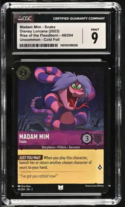 Disney Lorcana GRADED Madam Mim Snake 49/204 ROF Uncommon 9 CGC - Image 1