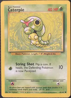 Caterpie 045/102 Base Set Regular - Pokemon Card - Image 1