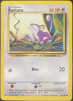Rattata 061/102 Base Set Regular (See Photos) Pokemon Card - Image 1