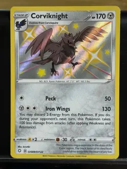 Pokemon TCG Corviknight SV089/SV122 Shiny Vault Rare Holo Card - Image 1