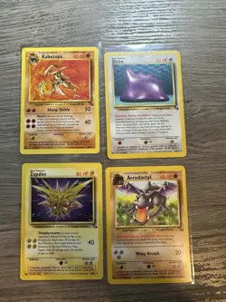 Pokemon Wotc Fossil 4 Rare Vintage Card Collection Lot Zapdos Hitmonlee Ditto - Image 1
