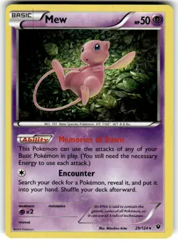 POKEMON CARD HOLO CARD MEW 29/124 Holo XY10 Impact of Destiny FR TCG NM 2016 - Image 1