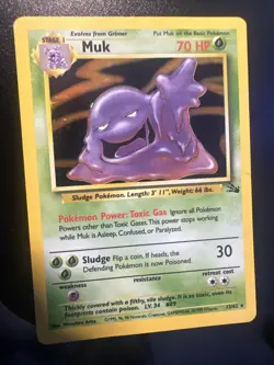 Pokemon Muk TCG Fossil Card 13/62 Holo Unlimited Rare - Image 1