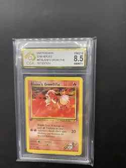 BLAINE'S GROWLITHE Gym Heroes 1ST EDITION Pokemon Card 62/132 CGA 8.5 - Image 1