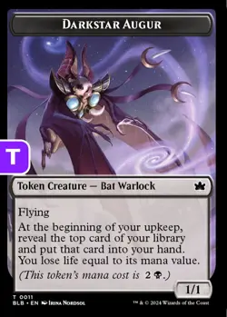 MTG Darkstar Augur Bloomburrow Token Token Creature Bat Warlock NM - Image 1