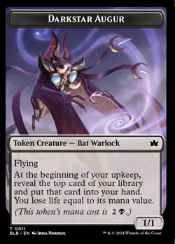 MTG Darkstar Augur Bloomburrow Token Token Creature Bat Warlock NM - Image 2