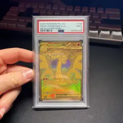 2025 Pokemon Phantasmal Flames Card 130/094 Mega Charizard EX Gold Graded PSA 9 - Image 1