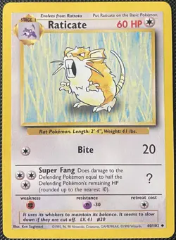 Raticate 040/102 Base Set Regular - Pokemon Card - Image 1