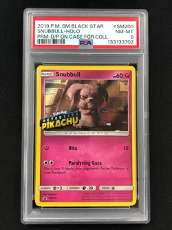 Pokemon 2019 Snubbull Black Star Holo SM200 PSA 8 - Image 1