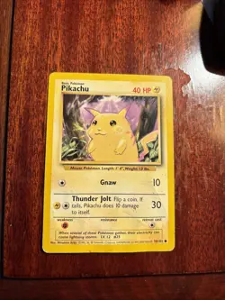 Pokemon Pikachu 58/102 Base Set Yellow Cheeks WOTC MP Non Holo Vintage - Image 1