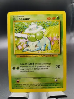 Bulbasaur 44/102 Common Base Set Unlimited Pokemon Lightly Played - Image 1