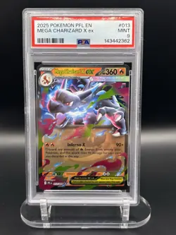 2025 Pokemon Mega Charizard X ex 013/094 Phantasmal Flames PSA 9 - Image 1