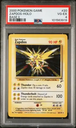2000 Pokemon Zapdos HOLO Pokemon Base Set 2 - PSA 4 ⚡🦅 - Image 1