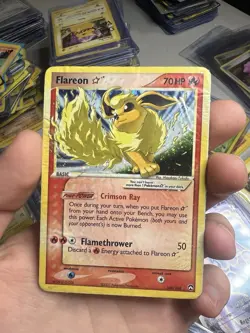 2007 Pokemon GOLD STAR EX Power Keepers SHINY Flareon Holo 100/108 WATER DAMAGE - Image 3