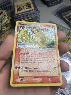2007 Pokemon GOLD STAR EX Power Keepers SHINY Flareon Holo 100/108 WATER DAMAGE - Image 4