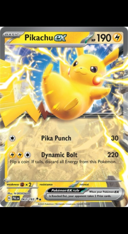 Pokemon TCG Pikachu ex Scarlet & Violet - Paldea Evolved 063/193 Holo Double... - Image 1