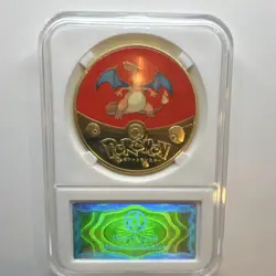 Pokemon TCG Charizard Commemorative Coin Set Gold Red Metal Embossed Collectible - Image 2