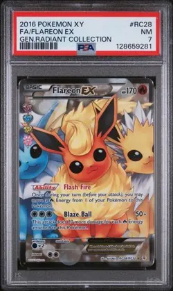 2016 Pokemon XY Generations Radiant Collection Flareon EX PSA 7 #RC28 Full Art - Image 1