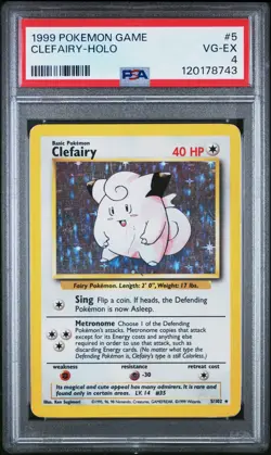 1999 POKEMON BASE SET UNLIMITED #5 CLEFAIRY-HOLO PSA 4 - Image 1