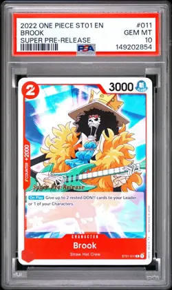 2022 ONE PIECE SUPER PRE RELEASE ST01-011 BROOK PSA 10 GEM MINT - Image 1