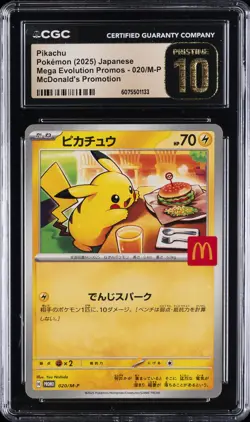 2025 POKEMON JAPANESE ME MCDONALD'S PROMO #020/M-P PIKACHU CGC 10 PRISTINE - Image 1