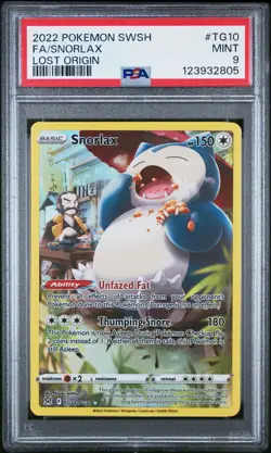 2022 POKEMON SWORD & SHIELD LOST ORIGIN #TG10 FULL ART/SNORLAX PSA 9 - Image 1