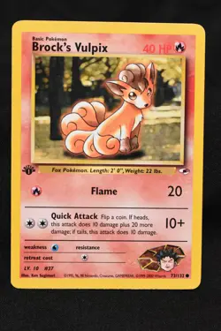 Brock's Vulpix 1st Edition 73/132 LP+ Gym Heroes Regular Common Pokemon TCG Card - Image 1