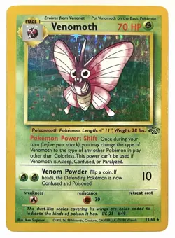 Venomoth - 13/64 - WOTC Jungle Set Holo Rare Pokemon Card - LP - Image 1