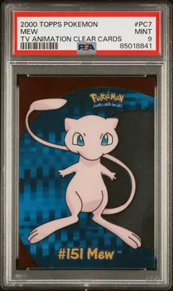 2000 Topps Pokemon TV #PC7 Mew Clear Card Animation Series 3 PSA 9 MINT - Image 1