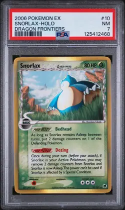 2006 Pokemon EX Dragon Frontiers Snorlax Holo #10/101 PSA 7 NM+ - Image 1