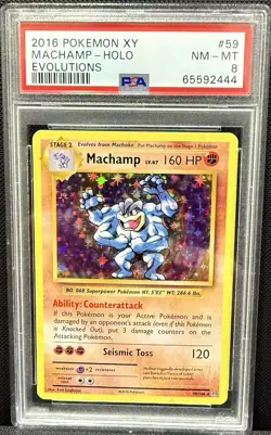 2016 Pokemon XY Evolutions 59/108 Machamp Holo PSA 8 - Image 1