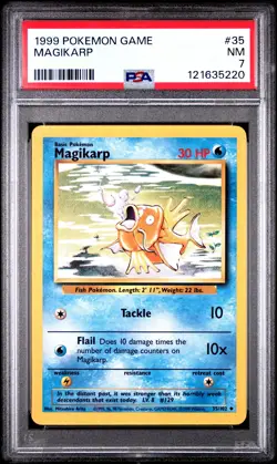 1999 POKEMON BASE SET UNLIMITED #35 MAGIKARP PSA 7 - Image 1