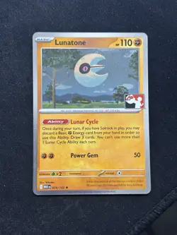 Lunatone Prize Pack COSMOS HOLO MEG Series 8 074/132 Play Pokemon Stamp TCG - Image 1