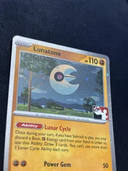 Lunatone Prize Pack COSMOS HOLO MEG Series 8 074/132 Play Pokemon Stamp TCG - Image 2