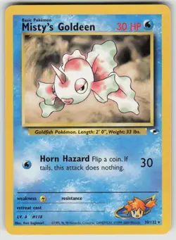 Misty's Goldeen 30/132 Rare Gym Heroes Pokemon Unlimited Moderately Played - Image 1