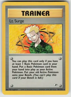 Lt. Surge 101/132 Rare Gym Heroes Pokemon Unlimited Moderately Played - Image 1