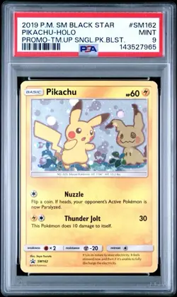 2019 POKEMON SM BLACK STAR PROMO #SM162 PIKACHU-HOLO PSA 9 - Image 1