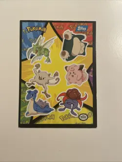 1999 Topps Blue Pokemon Movie Edition Sticker Snorlax Scyther Lapras Clefairy - Image 1