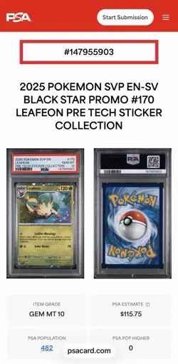 PSA 10 - LEAFEON #170 COSMOS HOLO 2025 POKEMON BLACK STAR PROMO PRISMATIC SVP EN - Image 4