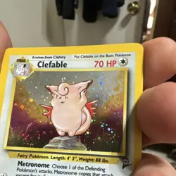 Pokemon Clefable Base Set 2 Holo Rare 5/130 Stage 1 HP70 Mitsuhiro Arita swirl - Image 2