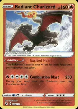 Radiant Charizard 020/159 Radiant Rare Crown Zenith Pokemon Near Mint - Image 1