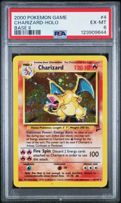 2000 POKEMON BASE SET 2 #4 CHARIZARD-HOLO PSA 6 - Image 1