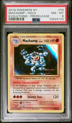 2016 Pokemon XY Machamp Holo Prerelease PSA 8 NM-MT - Image 1