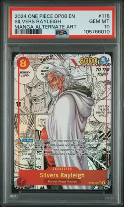 SILVERS RAYLEIGH MANGA ALTERNATE ART ONE PIECE OP08-TWO LEGENDS 2024 #118 PSA 10 - Image 1