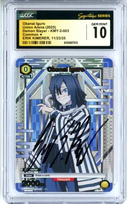 CGC GEM MINT 10 Signed Erik Kimerer Union Arena Obanai Iguro UE5BT/KMY-2-003 - Image 1
