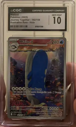 CGC 10 Gem Mint Wailord 162/159 Illustration Rare Journey Together Pokemon Card - Image 1